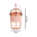 1pc 430ml Portable Flip Straw Cup Plastics Ins Style High-Capacity Water Bottles Tea Coffee Milk Heat-Resistant Juice Jelly Cups