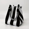 Korean Style Mini Knit Tote Bag Women Striped Crochet Bucket Handbag Lightweight Summer Daily Shoulder Purse For Vacation