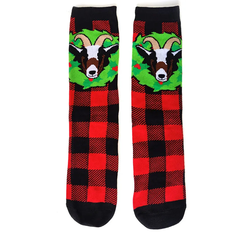 2025 New Men Christmas Socks New Year Funny Snowflake Beer Santa Claus Elk Snow Cotton Happy Socks Men Cartoon Women Sokken