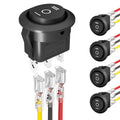 DaierTek 5PCS Round KCD1 Rocker Switch 12V 3 Pin 3 Position ON Off ON 10A/125V DC SPDT Circle Toggle with Wires for | SAMAG