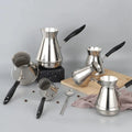 Traditional Turkish Coffee Pot 250-850ml Long Handle Turkish Coffee Maker Insulated Stainless Steel Outdoor Teapot Water Cup