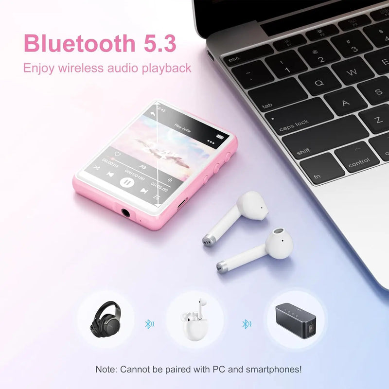 MECHEN 64GB MP3 Player Bluetooth 5.3 with 2.4" Full Touch Screen，Portable Digital Music Player with Speaker，FM Radio, Line Recor