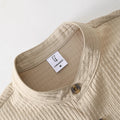 Men's Khaki Waffle Set, Stand Collar Short Sleeve Shirt | SAMAG