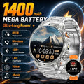 Newly Durable 1400mAh Large Battery Men Smart Watch 1.7" HD Screen IP68 Waterproof LED Flashlight Sport BT Call Smart Bracelet