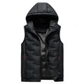 Men Autumn Winter Thickened Waistcoat Hooded Sleeveless Zipper Placket Vest Coat Down Vest Outwear Men's Iinsulated Vest