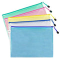 5PCS A5 Mesh Zipper File Bag Creative Student Stationery Waterproof Pen Bag Office Transparent Data Bag Bill Storage Bag