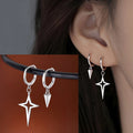 VENTFILLE 925 Sterling Silve Star Hoop Earring for Women Zircon Geometry Wide Office Versatile Jewelry Birthday Gift Dropship