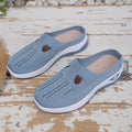 Women's Backless Walking Mules Non-Slip Breathable Knit Slippers for Elderly Ladies Indoor Outdoor Casual Shoes