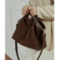 BURMINSA Genuine Suede Leather Hobo Bags Women Vintage Designer Large Shoulder Crossbody Tote Slouchy Soft Office Work Handbags