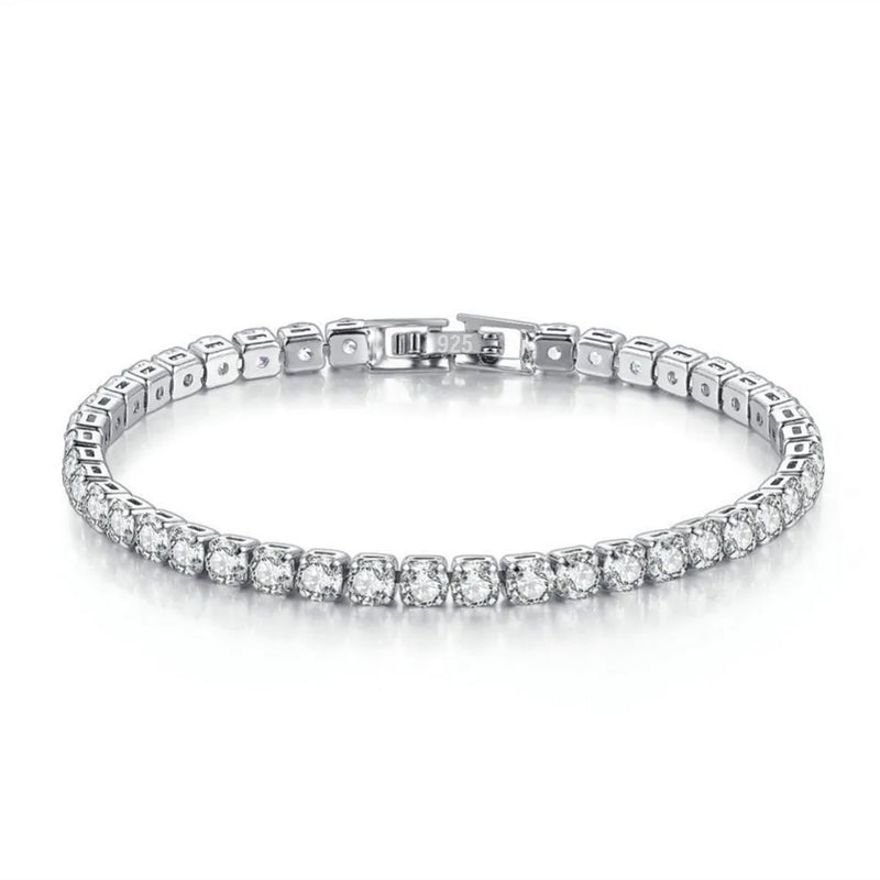 New Exquisite Tennis Bracelet 925 Sterling Silver Hip Hop Trend Gold Color 4MM Women's and Men's Bracelet Crystal Jewelry Gift