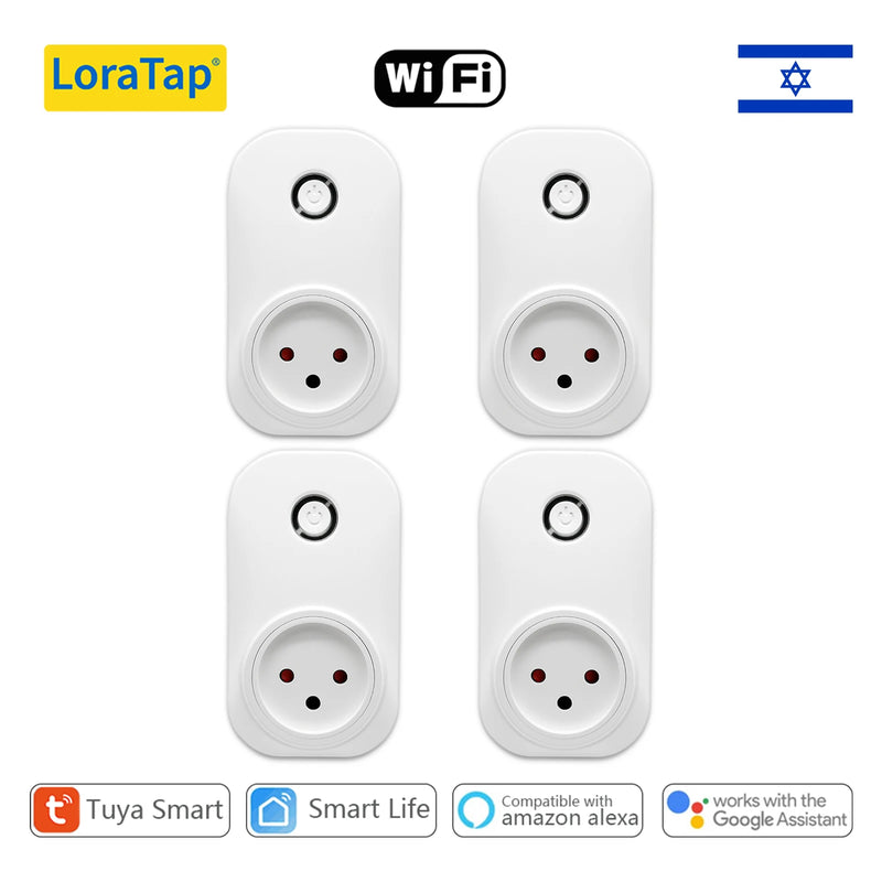 LoraTap Wifi Socket Israel Plug Outlet 16A Energy Consumption Monitoring Tuya Smart Life App Remote Control Home Assistant Alexa