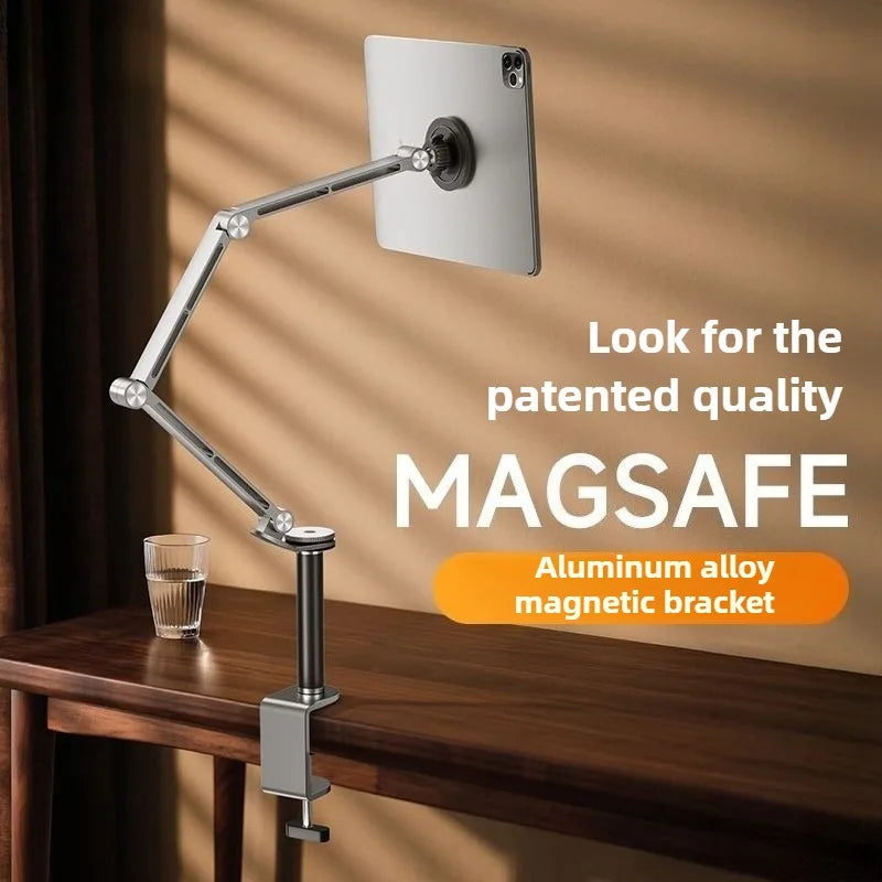 Tablet Desk Mount Stand,360° Rotating Adjustable Metal Arms Foldable, Sturdy Bed Mount for 4.7-13.5 Inch  iPad and Android