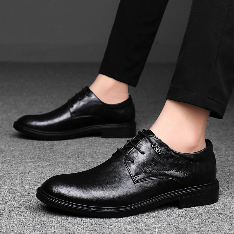 British Style Casual Leather Business Shoes Mens 2026 New Original Men's Office Shoes Fashion Lace-up Oxfords Walking Shoes