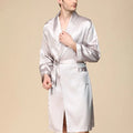 Summer Silk Bathrobe Man Nightrobes Large Size Ice Silk Printed Pajamas One-piece Robe Male Loungewear Men Kimono Home Mens Robe