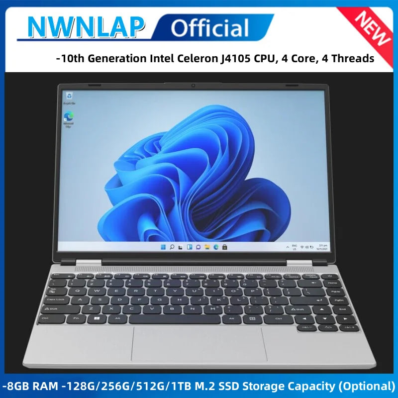 2023 NEW Ram 6G DDR4 ROM 128G SSD  N5095 14 Inch Intel Quad Core Windows 10 Pro Cheap Student Laptop Computer