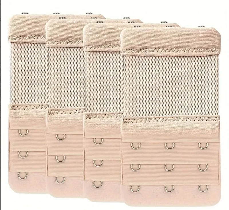 4 Pieces 3-Hook Bra Strap Extender; Comfortable and Adjustable Bra Strap Clip; Lingerie Accessory for Women