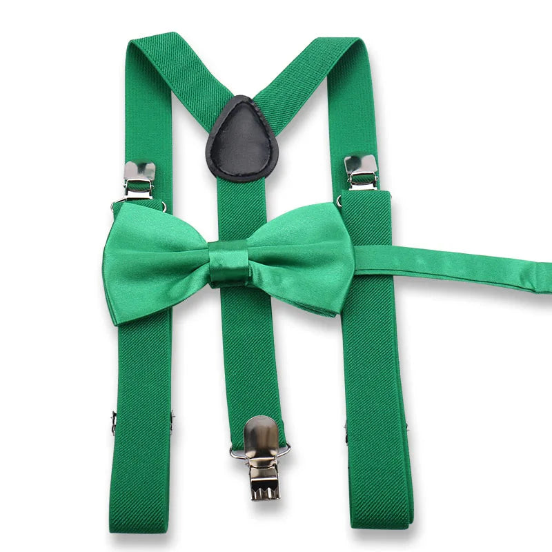 Fashion Mens Suspender Bow Tie Set Man Shirt Pants Dress Women Wedding Party Solid Color Suspender Suit Skirt With Braces Straps