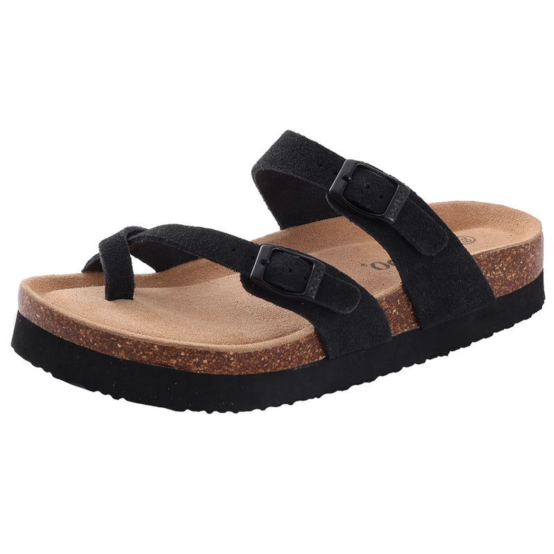 Shevalues Cork Sole Slippers For Women Men Classic Suede Summer Sandals With Arch Support Fashion Orthopedic Beach Cork Shoes