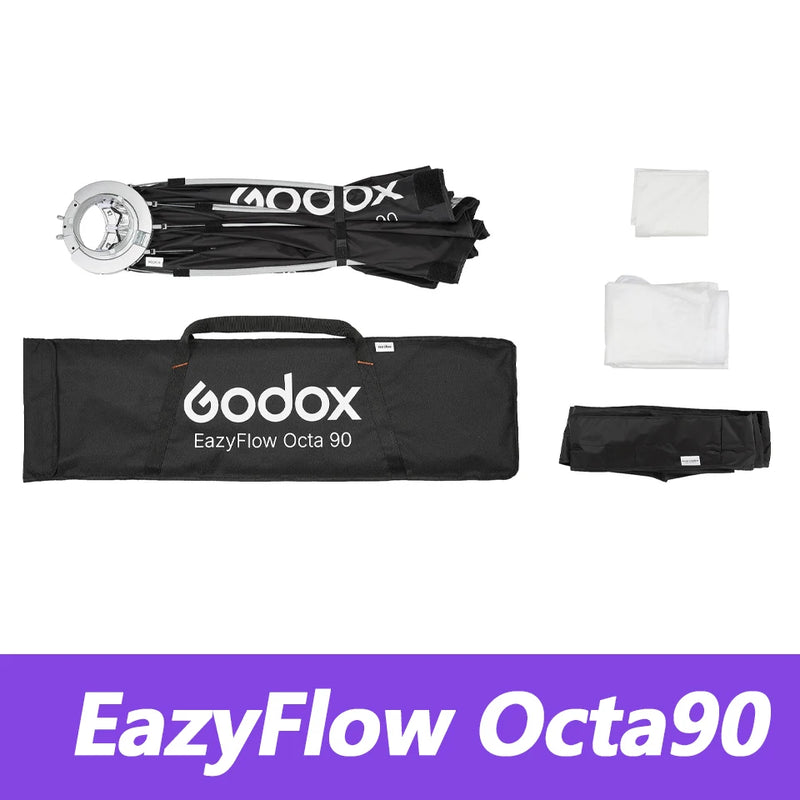 Godox EazyFlow Octa Foldable Softbox 60/90/120/150cm FoldableBowens Mount Quick Setup with Grid for Portrait Studio Photography