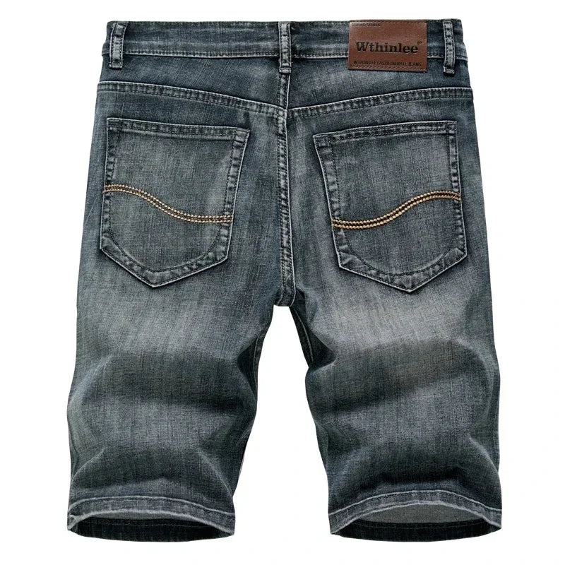 Summer Shorts Jeans Men Denim Pants Stretch Dark Blue | SAMAG