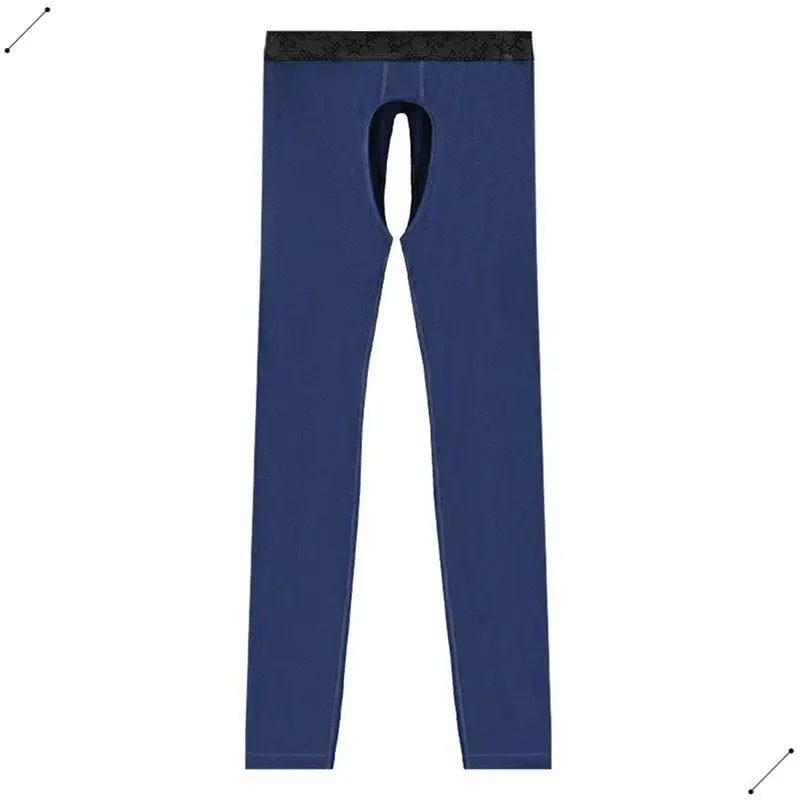 Mens Open Fly Breathable Cotton Thermal Long Johns Royal Blue L