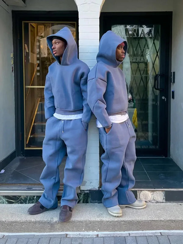 Solid Couple's Hooded Sweatshirt Casual Loose Sweatpants | SAMAG