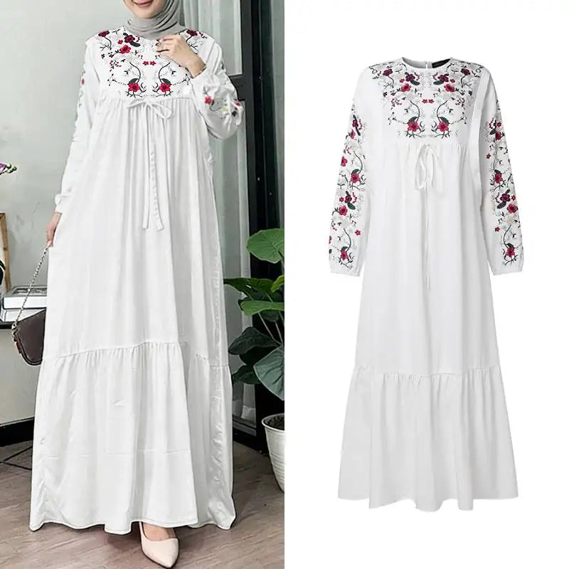 ZANZEA Muslim Women's Floral Print Maxi Dresses Lantern | SAMAG