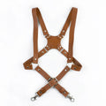 Deepeel 2.5cm Men's Leather Suspenders 2 Clip Hooks Man Elastic Brace Adult Adjust Strap Harness Suspender for Pants Accessories