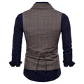 Blazer Men Vests Plaid Suits Coats Double Breasted Turn Down Collar Sleeveless Slim Fit Vest Coat Casual Regular Splice Autumn
