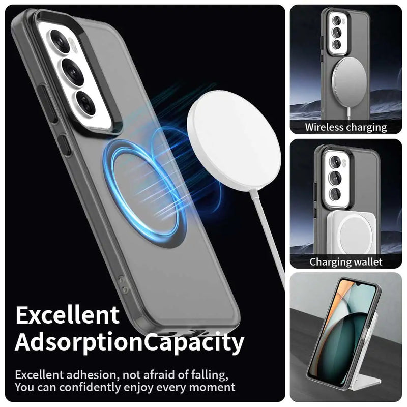 Magnetic For Magsafe Wireless Charge Cases For OPPO Reno 12 Pro Reno12 Reno12Pro 5G Shockproof Candy Color Bumper Cover