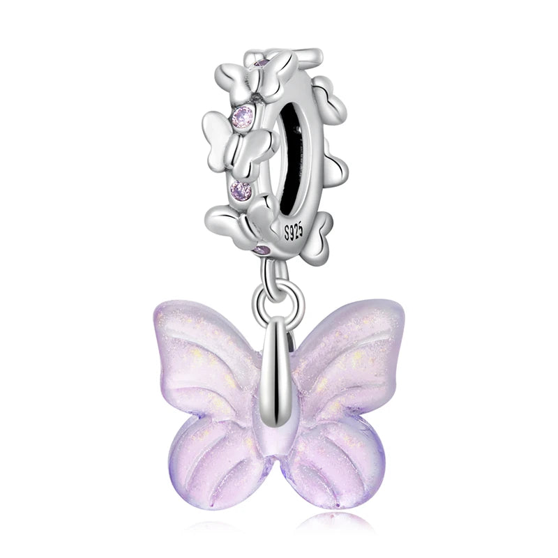 WOSTU 925 Sterling Silver Animal Cat Charm Pendant Heart Family Ladybug Bee Beads Fit Original Bracelet DIY Jewelry For Women