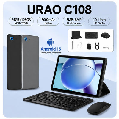 URAO 10.1 Inch Android 15 Tablet 24GB RAM 128GB ROM | SAMAG
