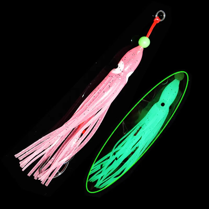 5pcs/pack soft squid 12cm 5.5g silicon gel skirt  tentacle 15# double assist hook lure hook rig fishing tackle saltwater fishing