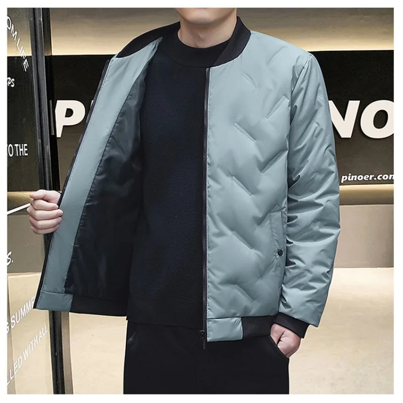 Men's Baseball Collar Mountaineering Down Jacket New Lightweight Gray Duck Down Jacket Men Warm Parkas Winter Cotton-padded Coat