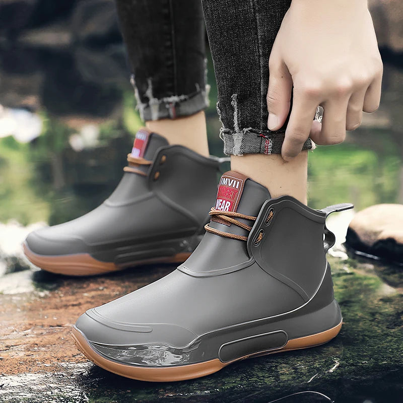 Men's casual rain boots four seasons new anti-slip waterproof outdoor wading fishing water shoes car wash snow kitchen rain shoe