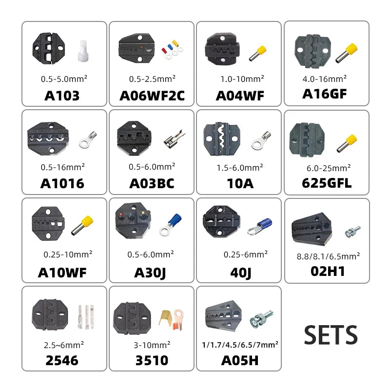 Multi - Function Pneumatic Terminal Crimping Machine with 15 Interchangeable Dies 1.3T Tool for All 0.25 - View 6 | SAMAG