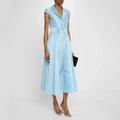Midi Cocktail Dress Cap Sleeves V Neck A Line Tea Length | SAMAG