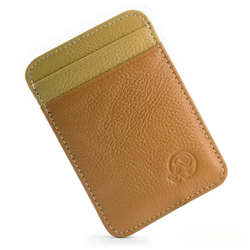 Fashion 100% Genuine Leather Thin Bank Credit Card Case Mini Card Wallet Men Bus Card Holder Cash Change Pack Business ID Pocket