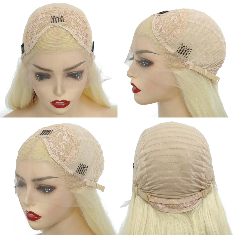 RONGDUOYI Yellow Colored Synthetic Lace Wig Silky Straight Heat Fiber Braided Hair Lace Front Wigs for Women Girls Fashion Wig