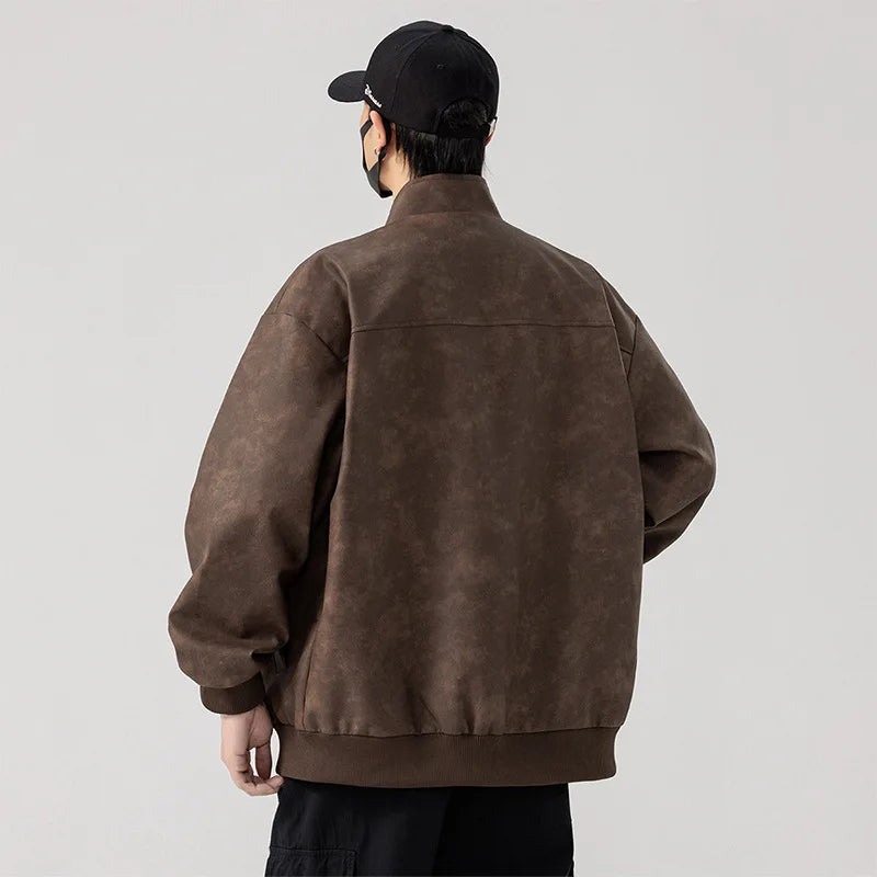 Oversize 6XL 7XL 8XL Men Jacket PU Leather 2025 Spring Windbreaker Trench  Plus Size Waterproof Stand Collar Brand Loose Coats