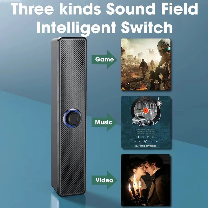 4D Surround Soundbar Bluetooth 5.0 Wired Wireless Stereo Subwoofer Speaker Home Theater for PC Laptop Computer Gaming Movies