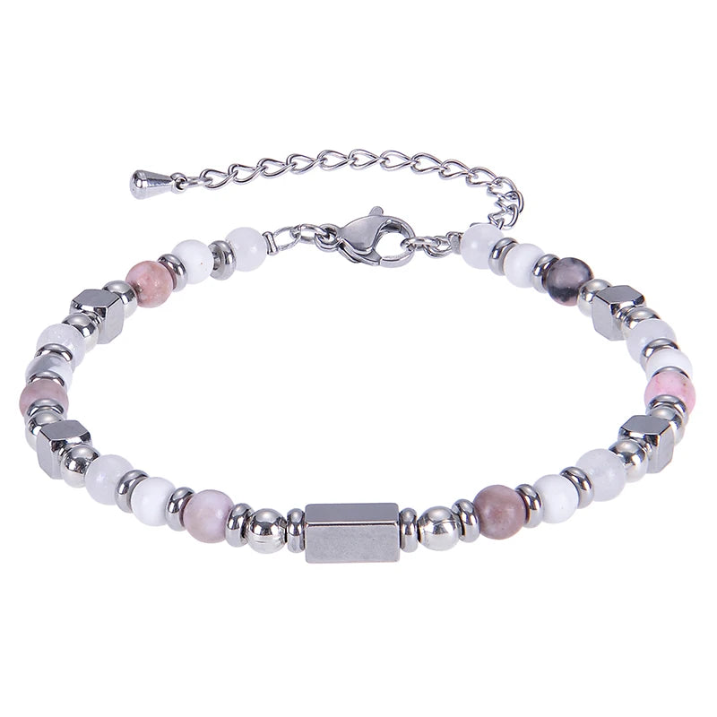 2026 Classic 6mm Tiger Eye Stone Hematite Beaded Bracelet Adjustable Stainless Steel Chain Bracelet for Men Women Jewelry Gifts