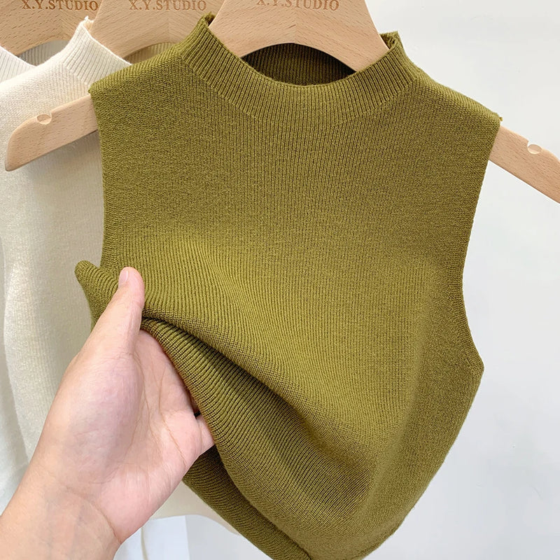 Women Knitted Tank Top Summer Fall Slim Sweater Short - View 4 | SAMAG