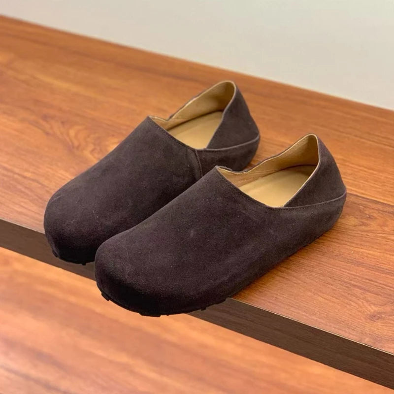 Zuecos De Mujer Suede Mule Shoes Women's Single Shoes 2026 Spring Autumn Baotou Half Slippers Outdoor Pull on Clog Mules Femme