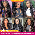 12A Human Crochet Hair Body Wave Bundles Human Hair For Women Knotless Pre-Separated #27 Honey Blonde Feather Crochet Human Hair