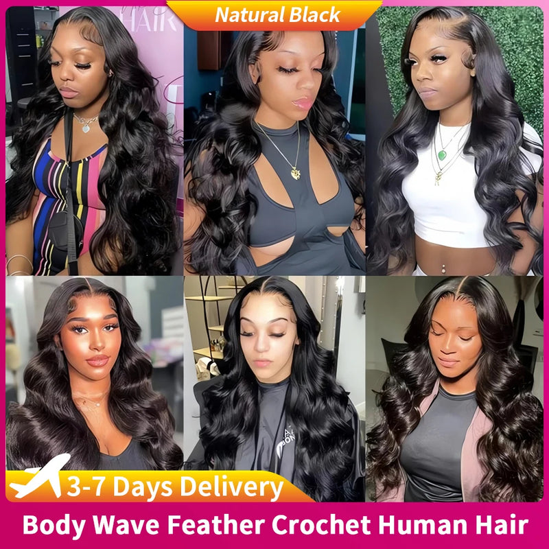12A Human Crochet Hair Body Wave Bundles Human Hair For Women Knotless Pre-Separated #27 Honey Blonde Feather Crochet Human Hair