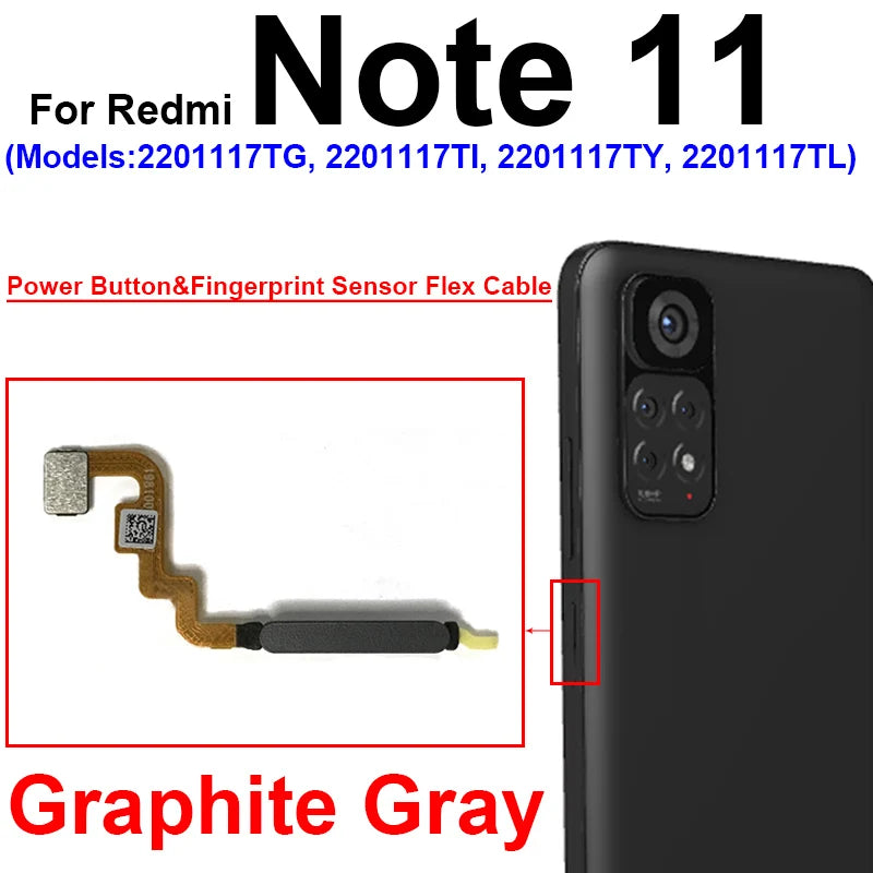 Fingerprint Sensor Flex Cable For Xiaomi Redmi Note 11 11 Pro 11Pro Plus 4G 5G Fingerprint Sensor Power Button Flex Ribbon Parts