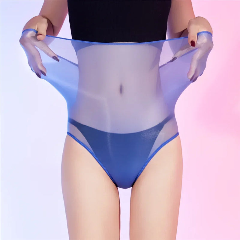 Sexy Unisex Oil Shiny Sheer See Through Boxer High Elastic Safety Short Smooth Bottom Wear Glossy Ultrathin Underwear Slim  Body