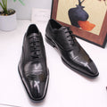 Men's Dress Shoes Leather Formal Business Oxford Derby Shoes Brogue Retro Dress Shoes for Men Wedding Fashion black Oxfords