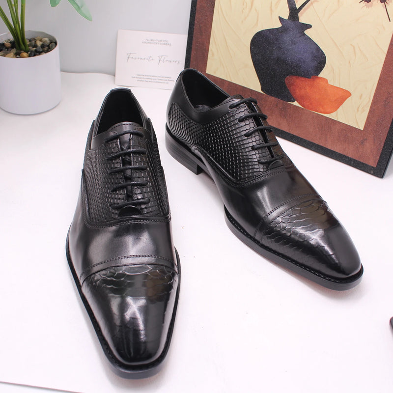 Men's Dress Shoes Leather Formal Business Oxford Derby Shoes Brogue Retro Dress Shoes for Men Wedding Fashion black Oxfords